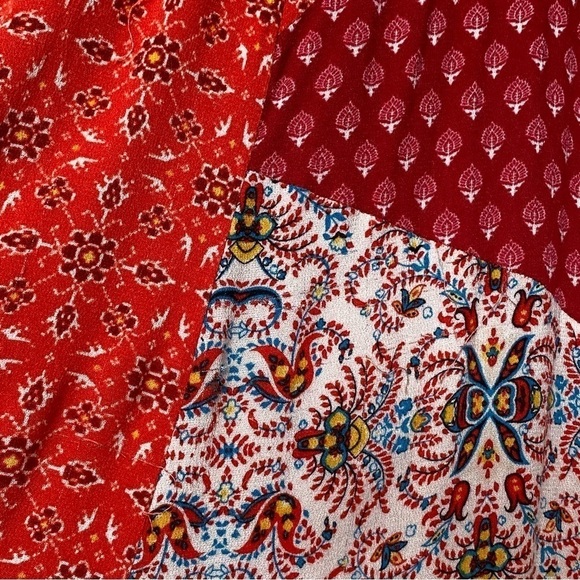 Sundance Veeda Patchwork Mixed Print Handkerchief Hem Boho Midi Dress, Small - Picture 6 of 16